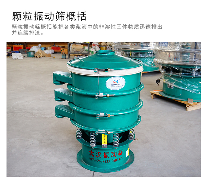 顆粒式振動篩是針對顆粒狀物料進行研發的，由于顆粒的形狀有很多的不同所以，廠家在清網裝置方面進行提升效率。